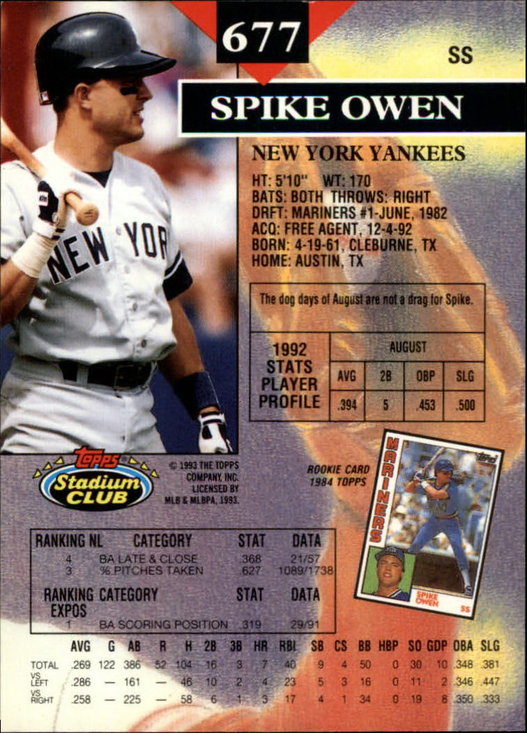 1993 Stadium Club Baseball Part 3 Main Set Card #500-750 - Picture 351 of 497