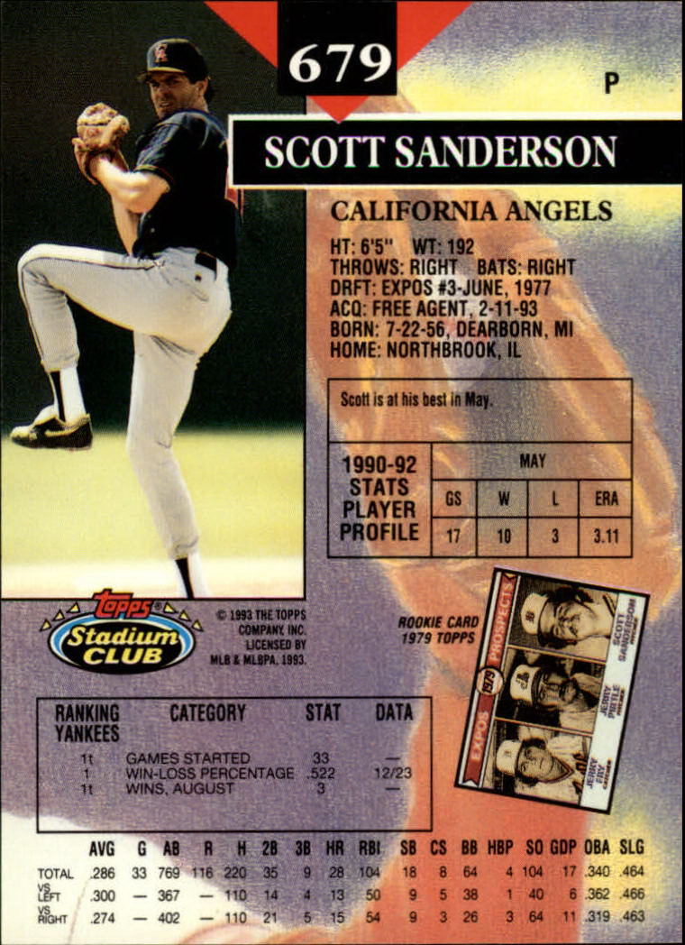 1993 Stadium Club Baseball Part 3 Main Set Card #500-750 - Picture 355 of 497
