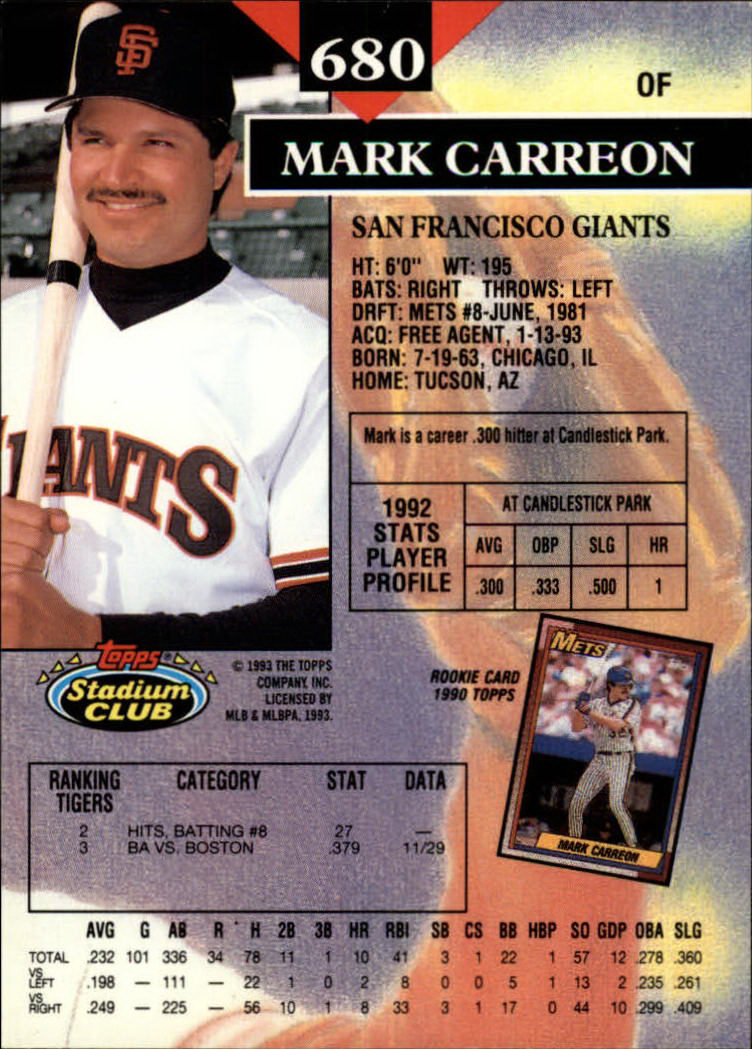 1993 Stadium Club Baseball Part 3 Main Set Card #500-750 - Picture 357 of 497