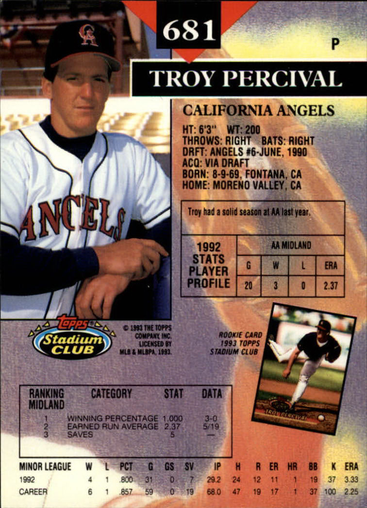 1993 Stadium Club Baseball Part 3 Main Set Card #500-750 - Picture 359 of 497