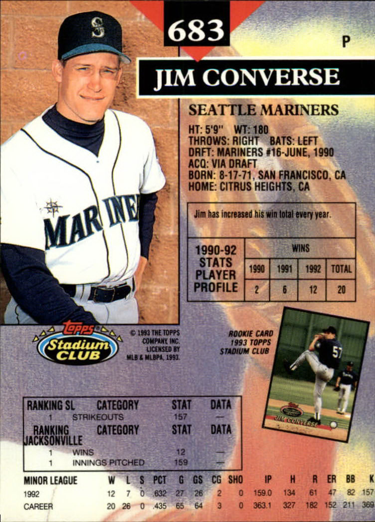 1993 Stadium Club Baseball Part 3 Main Set Card #500-750 - Picture 363 of 497