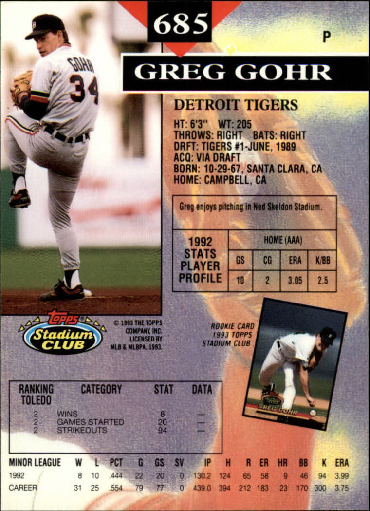 1993 Stadium Club Baseball Part 3 Main Set Card #500-750 - Picture 367 of 497