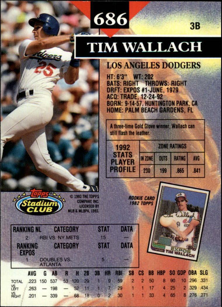 1993 Stadium Club Baseball Part 3 Main Set Card #500-750 - Picture 369 of 497