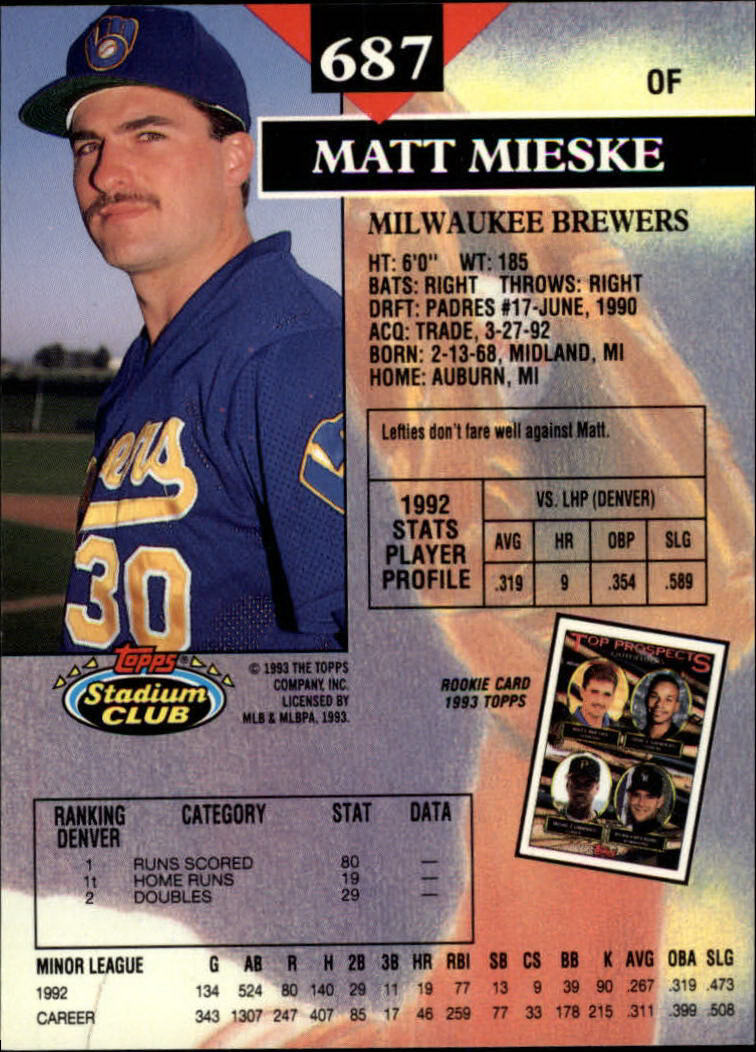 1993 Stadium Club Baseball Part 3 Main Set Card #500-750 - Picture 371 of 497