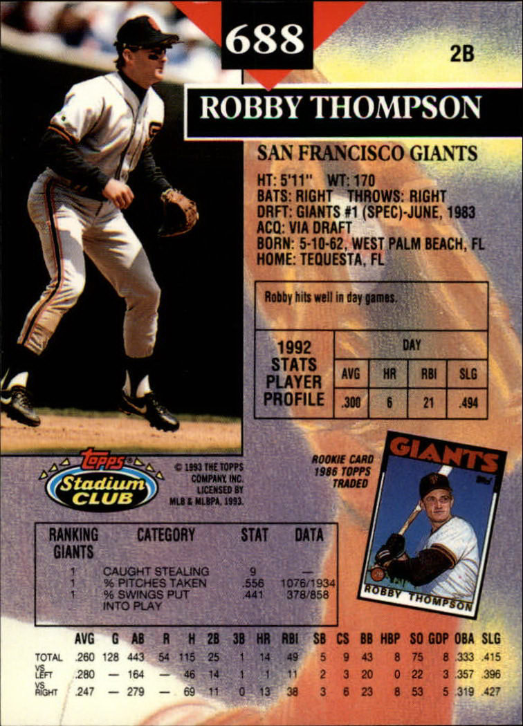1993 Stadium Club Baseball Part 3 Main Set Card #500-750 - Picture 373 of 497
