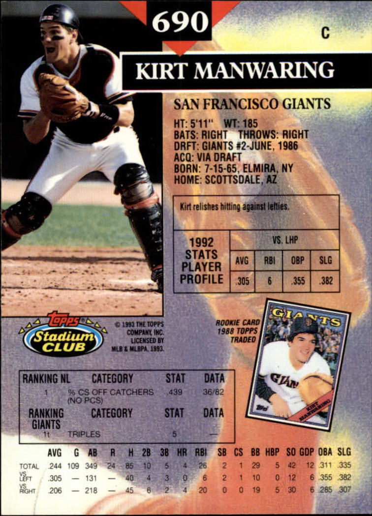 1993 Stadium Club Baseball Part 3 Main Set Card #500-750 - Picture 377 of 497
