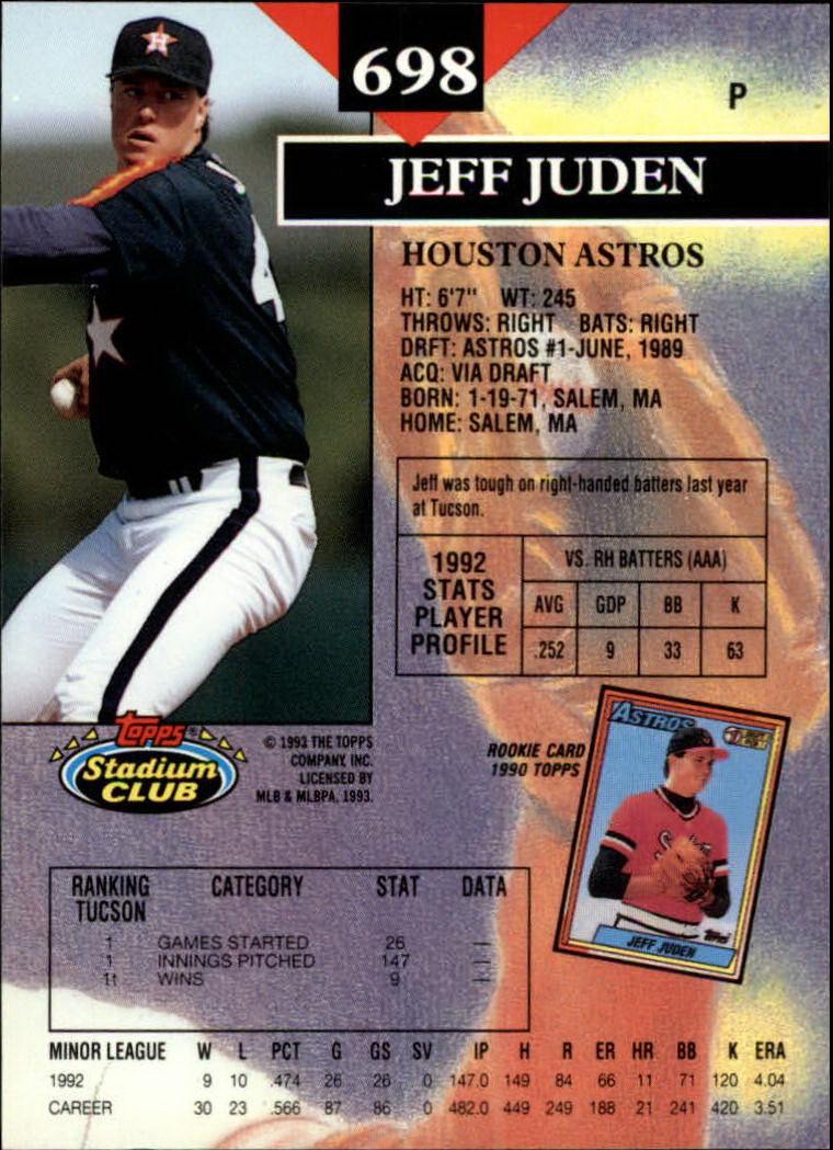1993 Stadium Club Baseball Part 3 Main Set Card #500-750 - Picture 393 of 497