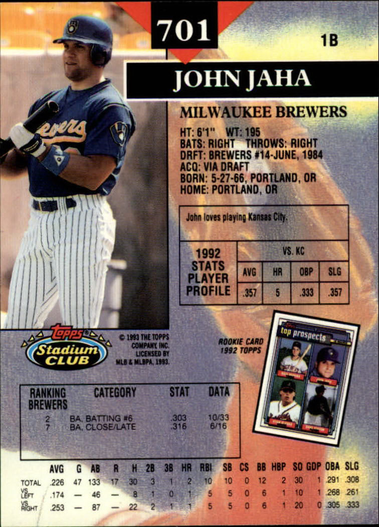 1993 Stadium Club Baseball Part 3 Main Set Card #500-750 - Picture 399 of 497