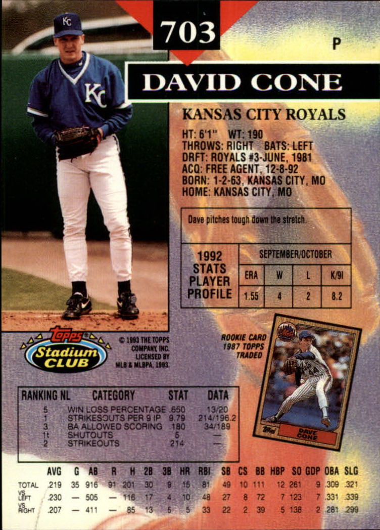 1993 Stadium Club Baseball Part 3 Main Set Card #500-750 - Picture 403 of 497