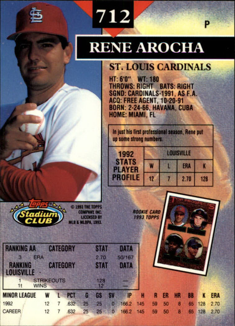 1993 Stadium Club Baseball Part 3 Main Set Card #500-750 - Picture 421 of 497