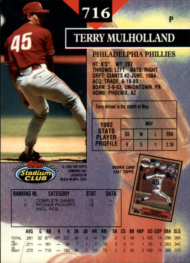 1993 Stadium Club Baseball Part 3 Main Set Card #500-750 - Picture 429 of 497