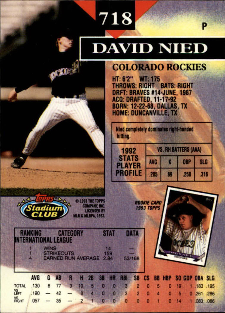 1993 Stadium Club Baseball Part 3 Main Set Card #500-750 - Picture 433 of 497