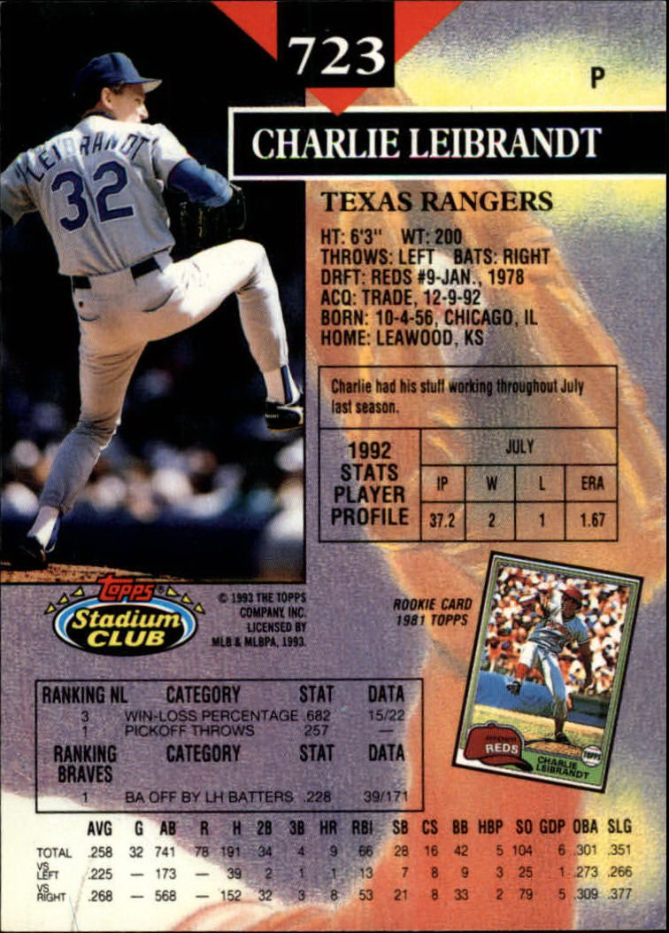 1993 Stadium Club Baseball Part 3 Main Set Card #500-750 - Picture 443 of 497
