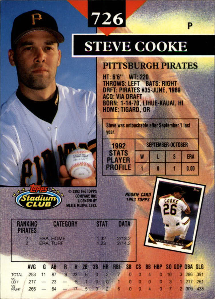 1993 Stadium Club Baseball Part 3 Main Set Card #500-750 - Picture 449 of 497
