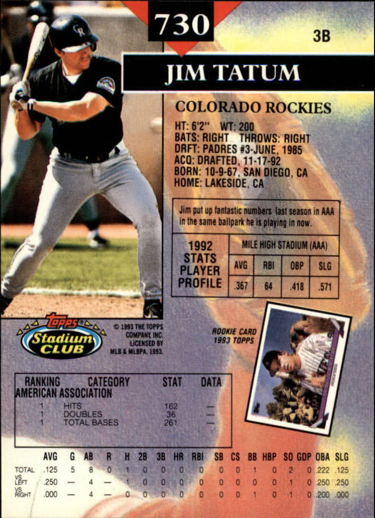 1993 Stadium Club Baseball Part 3 Main Set Card #500-750 - Picture 457 of 497