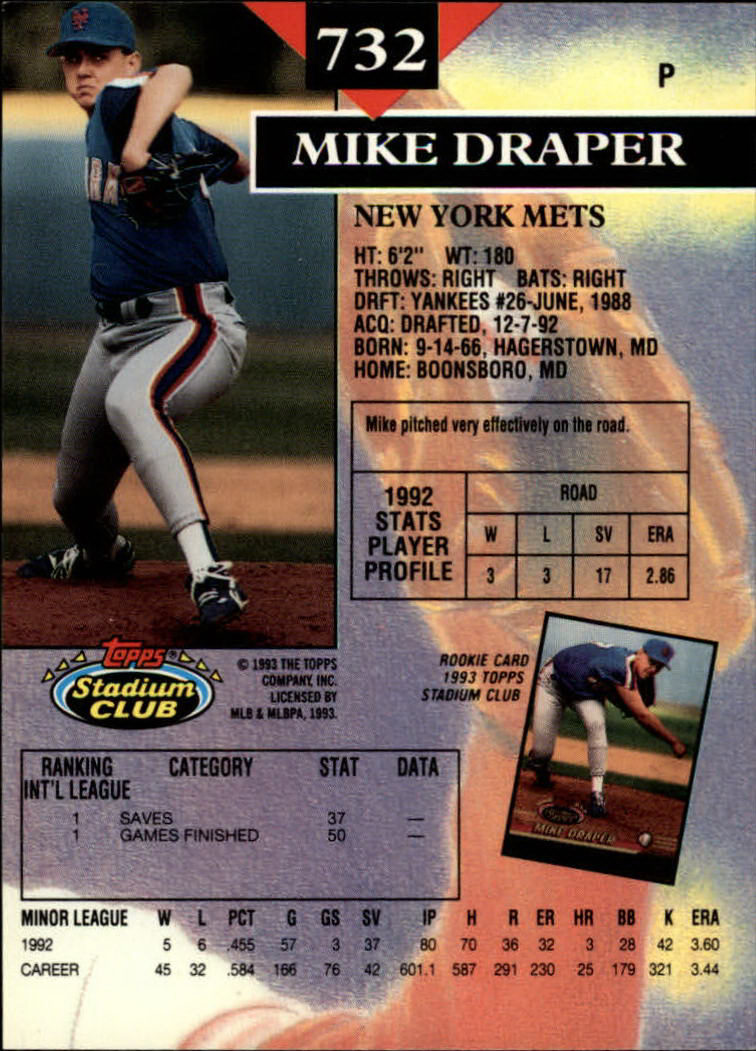 1993 Stadium Club Baseball Part 3 Main Set Card #500-750 - Picture 461 of 497