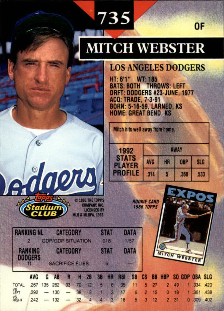 1993 Stadium Club Baseball Part 3 Main Set Card #500-750 - Picture 467 of 497