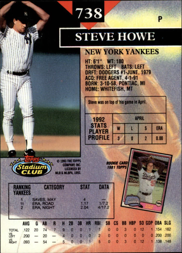 1993 Stadium Club Baseball Part 3 Main Set Card #500-750 - Picture 473 of 497