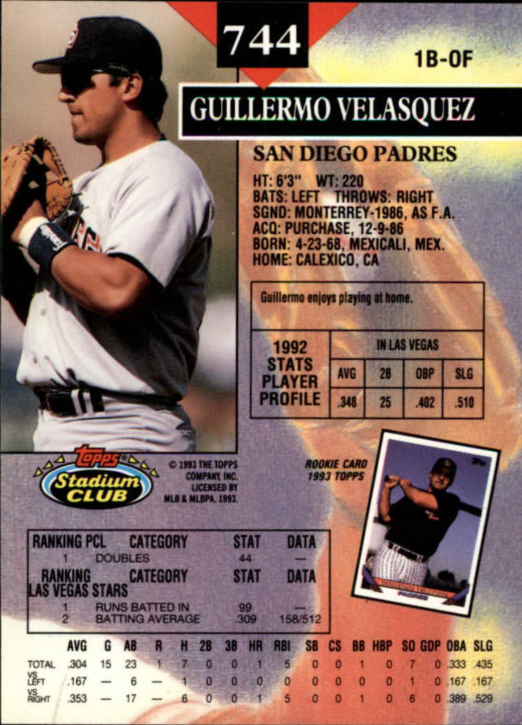 1993 Stadium Club Baseball Part 3 Main Set Card #500-750 - Picture 485 of 497