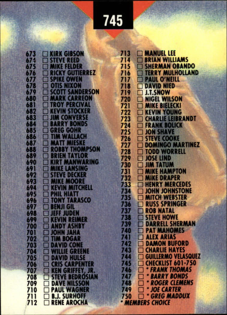 1993 Stadium Club Baseball Part 3 Main Set Card #500-750 - Picture 487 of 497