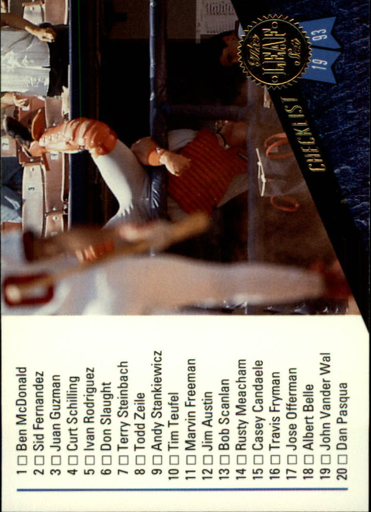 1993 Leaf Baseball Card Pick 1-249 - Picture 220 of 495