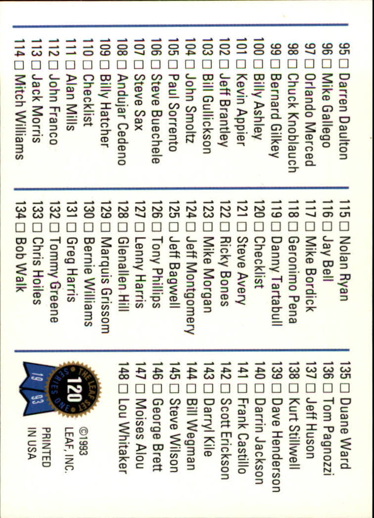 1993 Leaf Baseball Card Pick 1-249 - Picture 241 of 495