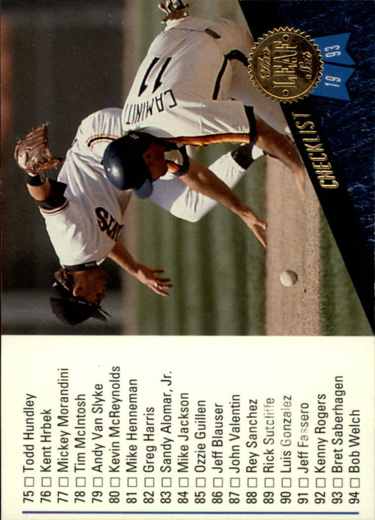 1993 Leaf Baseball Card Pick 1-249 - Picture 240 of 495