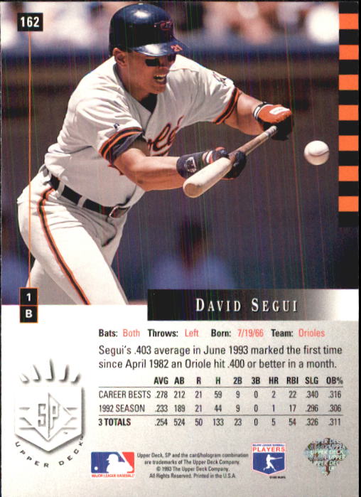 1993 SP Baseball Card Pick 113-288