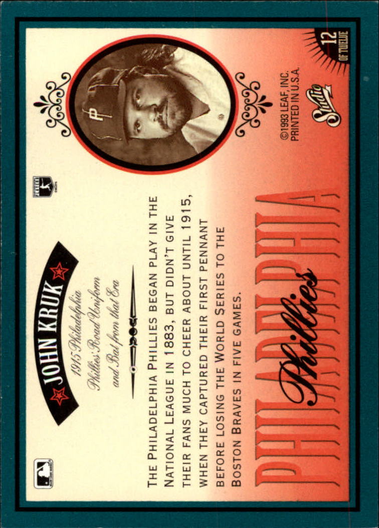 1993 Studio Baseball "Heritage and Frank Thomas" Insert Cards - Picture 16 of 26