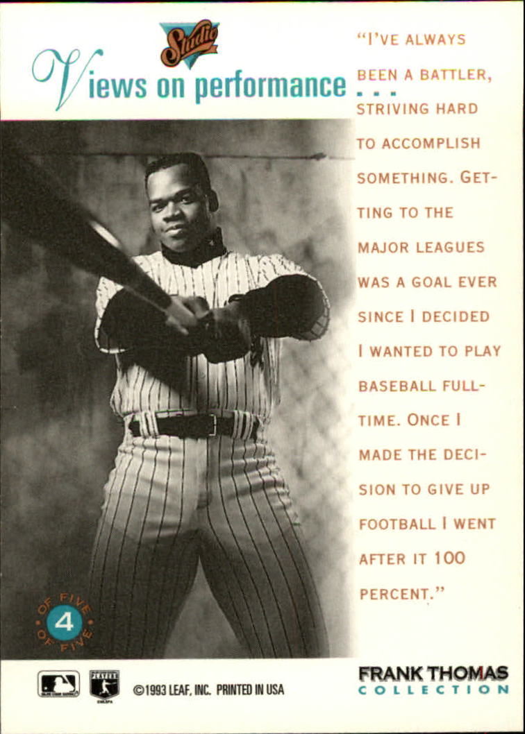 1993 Studio Baseball "Heritage and Frank Thomas" Insert Cards - Picture 24 of 26