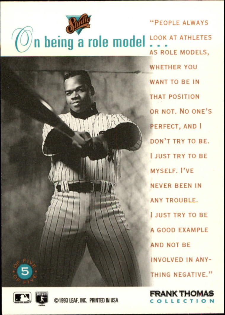 1993 Studio Baseball "Heritage and Frank Thomas" Insert Cards - Picture 26 of 26