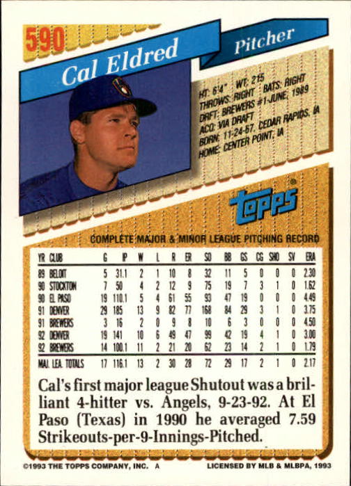 1993 Topps Gold Baseball Card Pick 590-822 - Picture 3 of 405