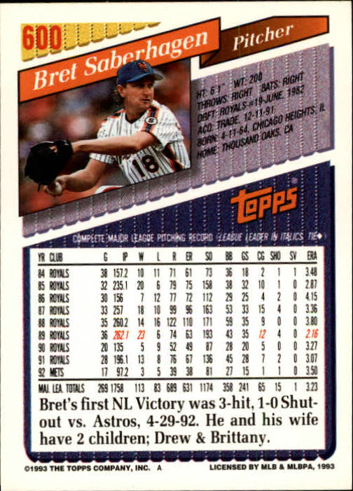 1993 Topps Gold Baseball Card Pick 590-822 - Picture 23 of 405