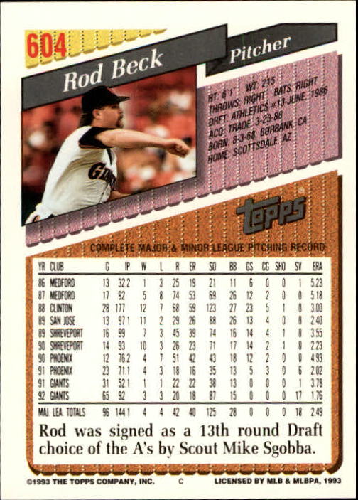 1993 Topps Gold Baseball Card Pick 590-822 - Picture 31 of 405