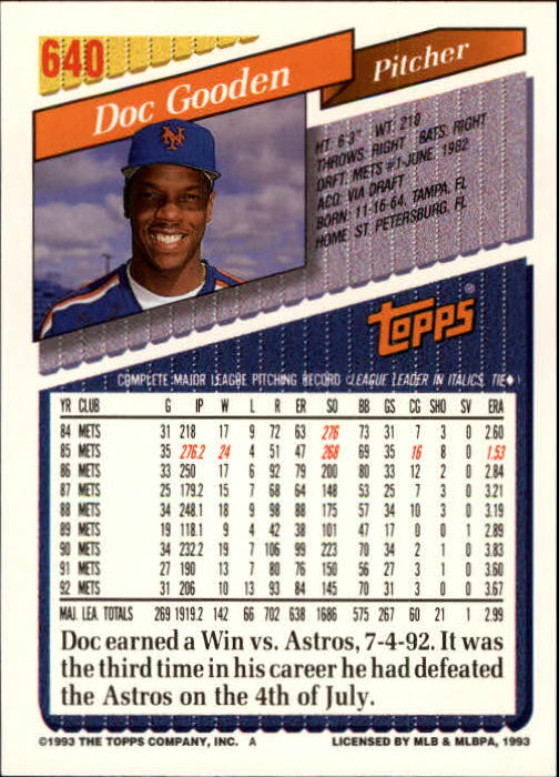 1993 Topps Gold Baseball Card Pick 590-822 - Picture 91 of 405