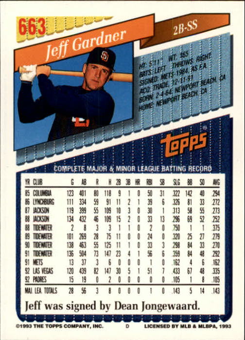 1993 Topps Gold Baseball Card Pick 590-822 - Picture 129 of 405