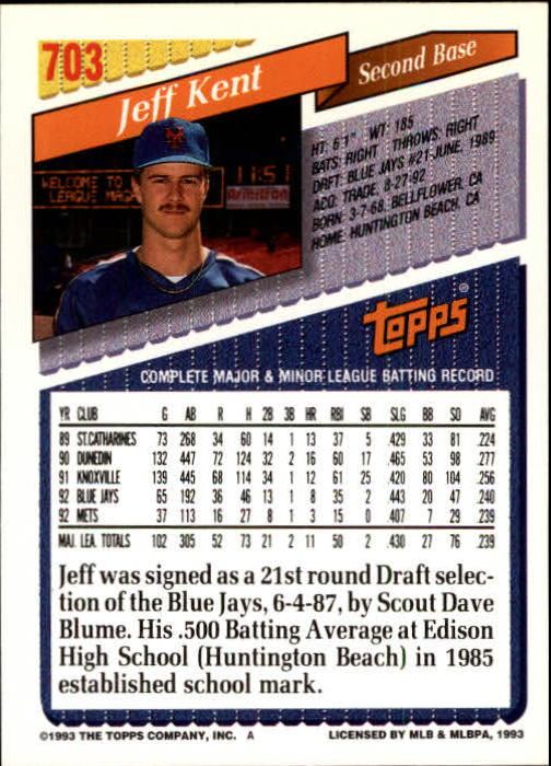 1993 Topps Gold Baseball Card Pick 590-822 - Picture 201 of 405
