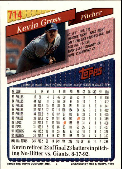 1993 Topps Gold Baseball Card Pick 590-822 - Picture 223 of 405