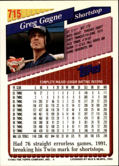1993 Topps Gold Baseball Card Pick 590-822 - Picture 225 of 405