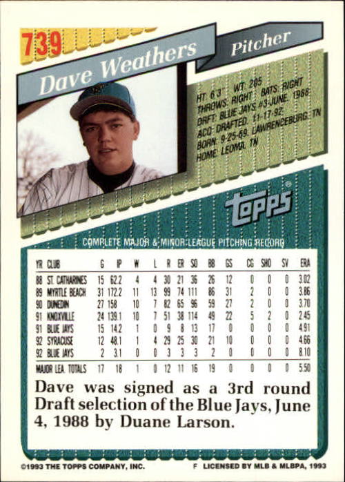 1993 Topps Gold Baseball Card Pick 590-822 - Picture 269 of 405