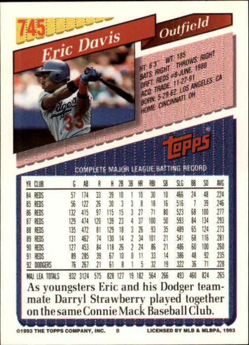 1993 Topps Gold Baseball Card Pick 590-822 - Picture 279 of 405