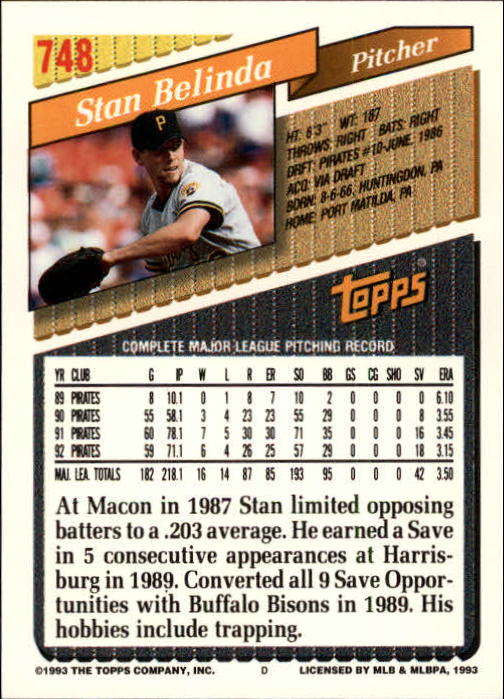 1993 Topps Gold Baseball Card Pick 590-822 - Picture 283 of 405