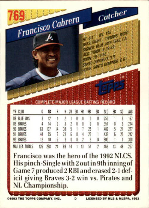1993 Topps Gold Baseball Card Pick 590-822 - Picture 319 of 405
