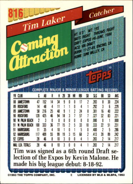 1993 Topps Gold Baseball Card Pick 590-822 - Picture 395 of 405