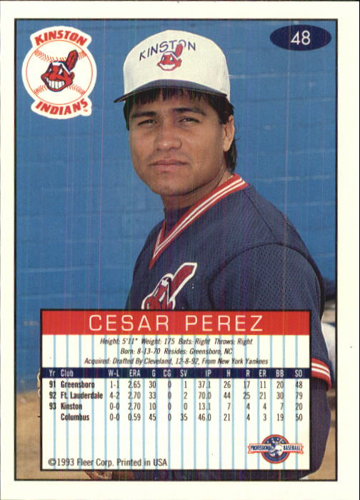 1993-94 Excel (Fleer) Minor League Baseball "Main Set" Cards #1 to #150 - Picture 97 of 298