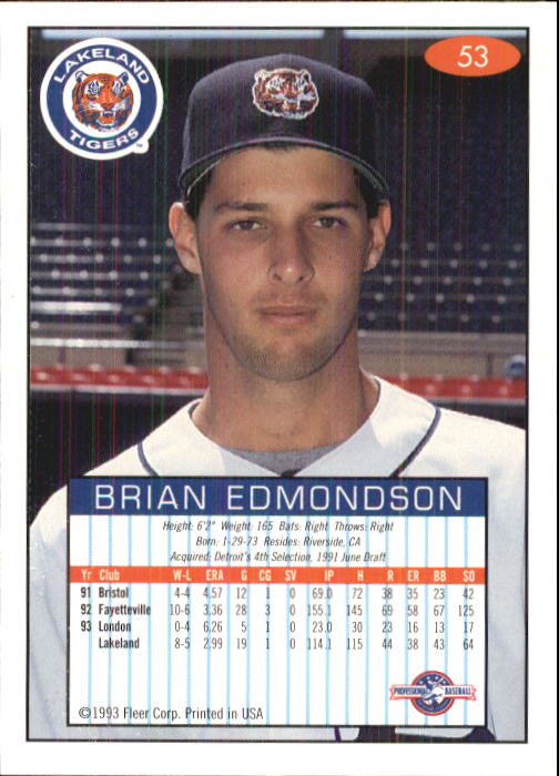 1993-94 Excel (Fleer) Minor League Baseball "Main Set" Cards #1 to #150 - Picture 107 of 298