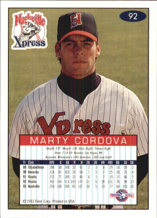 1993-94 Excel (Fleer) Minor League Baseball "Main Set" Cards #1 to #150 - Picture 185 of 298