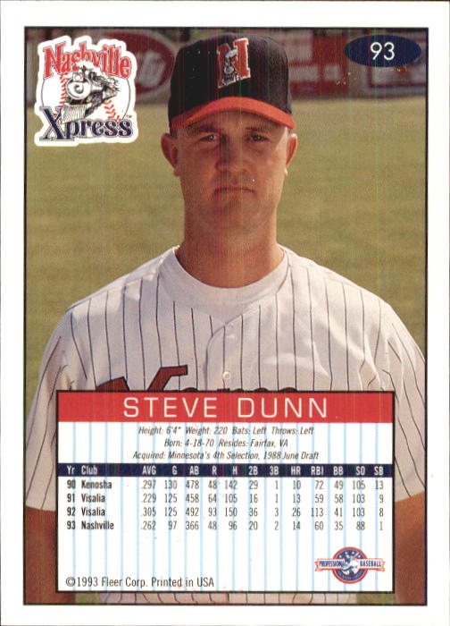 1993-94 Excel (Fleer) Minor League Baseball "Main Set" Cards #1 to #150 - Picture 187 of 298
