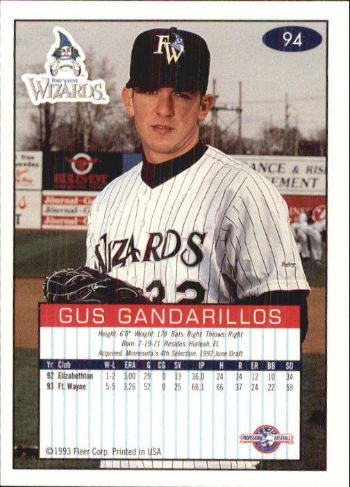 1993-94 Excel (Fleer) Minor League Baseball "Main Set" Cards #1 to #150 - Picture 189 of 298