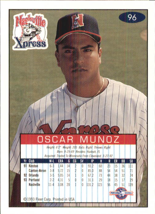 1993-94 Excel (Fleer) Minor League Baseball "Main Set" Cards #1 to #150 - Picture 193 of 298